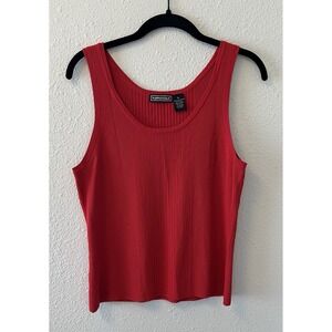 Vintage 90's Y2K Tank Top Women's Size XL Red Ribbed Takeout Stretchy